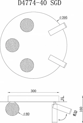 Потолочный светильник круглый iLedex Telescope D4774-40 SGD (220V, шарики)