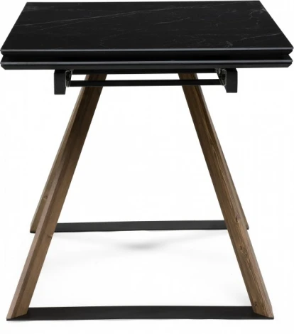 Стеклянный стол Гарднер 140 (Гарднер 140(200)х80х76 черный мрамор / орех кантри) Woodville арт.588025