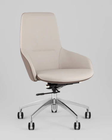 Кресло офисное TopChairs Soulo светло-серый, коричневый арт.УТ000039419