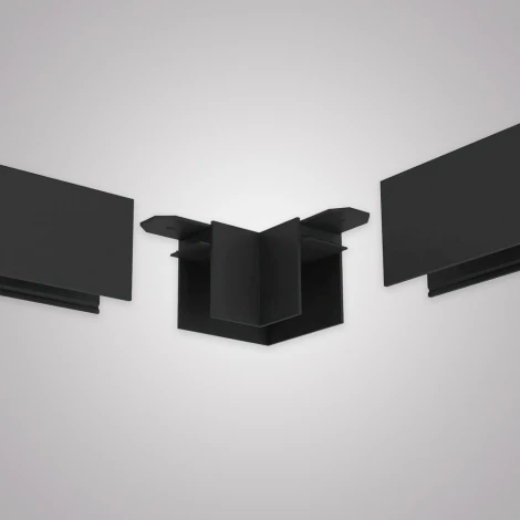 Угловой соединитель горизонтальный для накладного шинопровода черный AM Group AM543 BK SMART