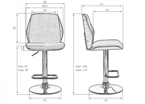 Стул барный DOBRIN PETER (серая ткань AAA 001)