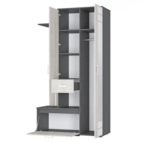 Прихожая БТС Лира ПР-04, Графит, Дуб крафт белый