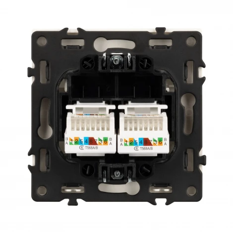 Розетка ARL NOBE компьютерная двойная софт-тач никель SCT-MPC2-SFPL-IS (2хRJ-45, CAT6) (Arlight,) 059451(1)