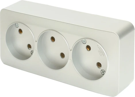 Розетка тройная без заземления (серебро) Stekker София 49329