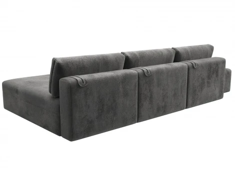 Диван угловой модульный с пуфом Лига-060 НПБ Лонг угол универсальный (ЛДСП,Брус,Фанера/Пластик/Велюр/Серый) Лига Диванов 129515