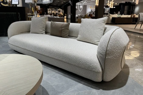 ZW-25003 Диван Амели (Amelia) трехместный букле светлый 253*100*67см с бежевым кантом Garda Decor