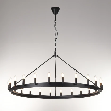 Подвесная большая люстра Citilux Смитсон CL470124 (220V, на цепи, свеча, круглые, под старину, кольцо)