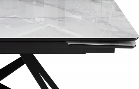 Стол стеклянный Notta Блэкберн 140(200)х80х75 белый мрамор кристл / черный арт.612167
