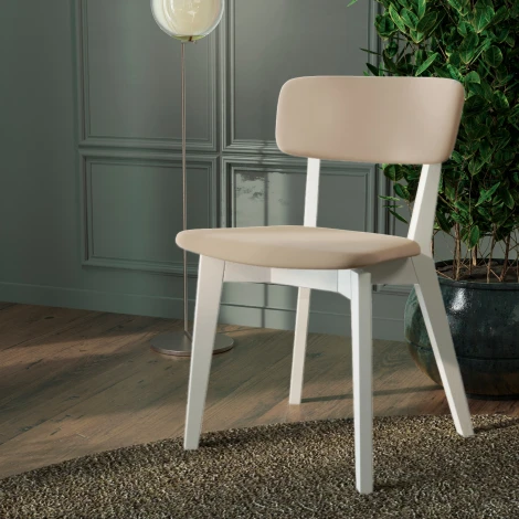 Стул ТДК Ливорно белый, велюр бежевый