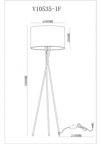 Торшер с выключателем на треноге Moderli Palma V11597-1F (220V)