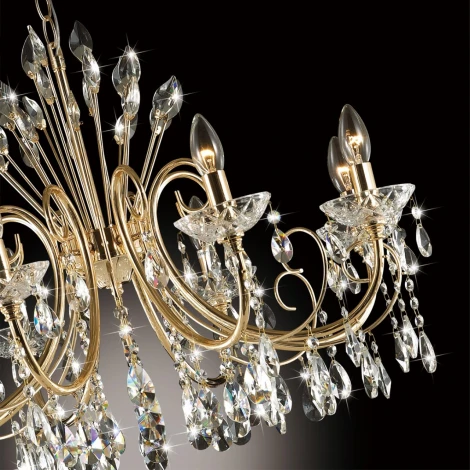 Подвесная люстра Odeon Light Versia 4977/8 (220V, хрусталь, подвески, на цепи, подсвечник, свеча)