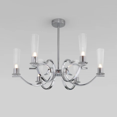 Потолочная люстра на штанге Eurosvet Rosher со стеклянными плафонами 60141/6 хром