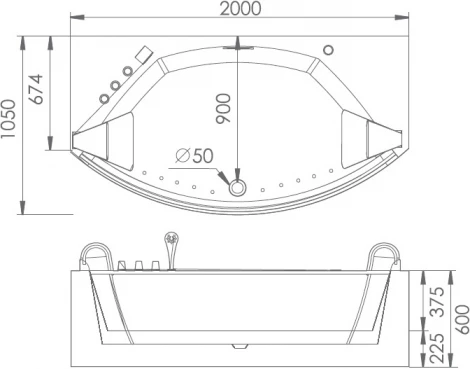 Акриловая ванна Gemy G9079