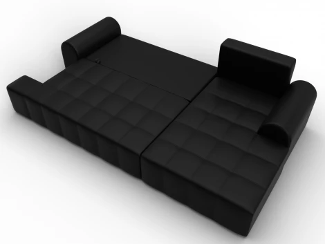 Диван угловой Лига-080 угол правый (ДСП/Пластик/Экокожа/Черный) Лига Диванов 134753