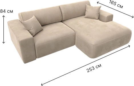 Диван угловой Лига-036 НПБ Классик правый угол (Бежевый/Велюр) Лига Диванов арт.121373