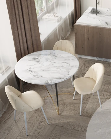 Стул Логан SN велюр молочный белые ножки Stool Group УТ000042203