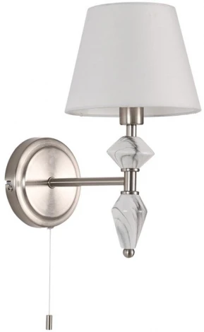 Бра с выключателем сонетка Lumion Vermont 8274/1W никель/белый/серый, металл/керамика/ткань Е14 1*40W 220V