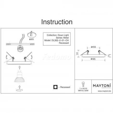 Встраиваемый точечный светильник Maytoni Metal DL302-2-01-CH