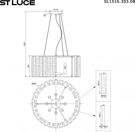 Подвесной светильник ST Luce Delight SL1516.303.08 Бронза, Прозрачный/Белый алебастр E14 8*40W (220V, на тросе, круглые)