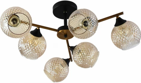 Потолочная люстра на штанге Reluce 11341-0.3-06 GOLD BRONZE+BK (220V, шар)