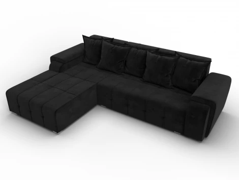 Диван угловой Лига-121 левый угол (ДСП,Брус,Велюр/Черный) Лига Диванов 137350L