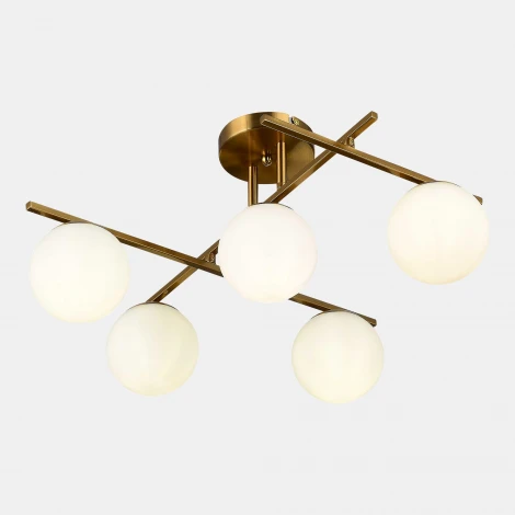 Потолочная люстра на штанге Evoluce SLE1195 SLE1195-302-05 Латунь/Белый E14 5*40W