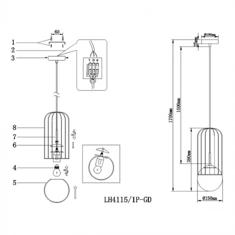Подвесной светильник Lumien Hall Turi LH4115/1P-GD