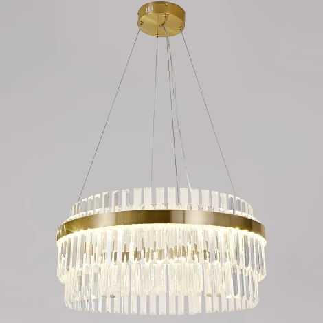 Подвесной светильник хрустальный светодиодный с пультом и диммером Reluce 08813-0.4-600 HGT (220V, на тросе)