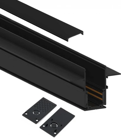 Шинопровод под гипсокартон низковольтный встраиваемый Feron 41965 черный, 2м, CABM1001