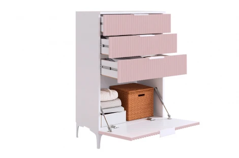 Зефир Комод Mebelson (ЛДСП,МДФ,Металл/Светлое дерево,Розовый) арт.171919,3095