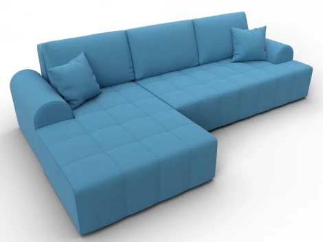 Диван угловой Лига-080 угол левый (ДСП/Пластик/Рогожка/Голубой) Лига Диванов 134743L