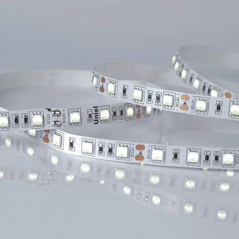Светодиодная лента Uniel ULS-M25-5050-60LED/m-10mm-IP20-DC12V-14,4W/m-5M-6500K PROFI катушка в герметичной упаковке