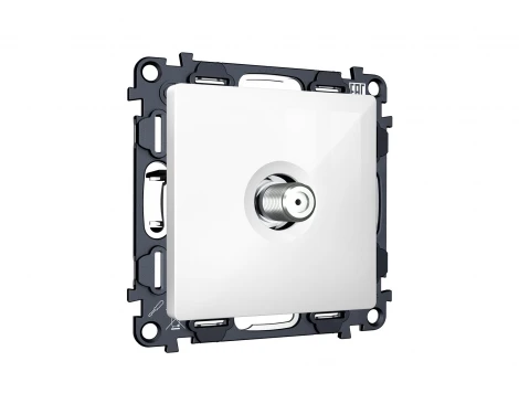 Комплект механизма ТВ-розетки SAT встраиваемый (белый глянец) Ambrella Volt QUANT MA113050