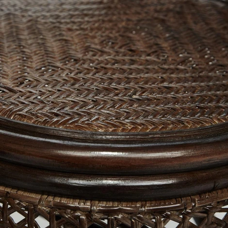 ТЕРРАСНЫЙ КОМПЛЕКТ "PELANGI" (стол со стеклом + 2 кресла) /без подушек/ walnut (грецкий орех) (ротанг)