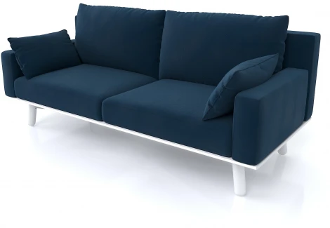 Диван Arsko прямой Колин белая эмаль велюр синий
