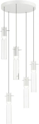 Подвесная люстра каскадная Odeon Light Scrow 5058/25LB PENDANT белый/прозрачный/металл/стекло LED 5*5W 3000K (220V, на проводе, круглые)