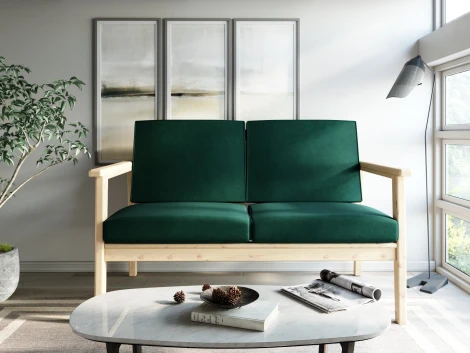 Диван Arsko прямой Лориан М сосна велюр зеленый