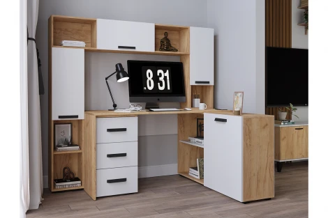 Стол письменный ТЭКС 1450 Квартет-13, дуб крафт/белый