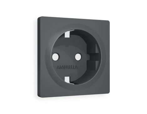 Лицевая панель Ambrella Volt ALFA (Графит Мягкое касание) для электрической розетки с заземлением QUANT AP9060