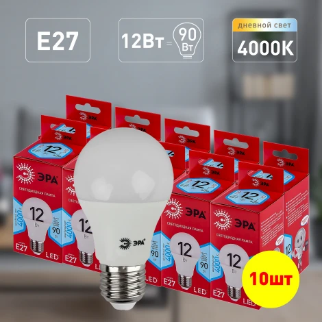 Лампочка светодиодная E27 12W ЭРА LED A60-12W-840-E27 R
