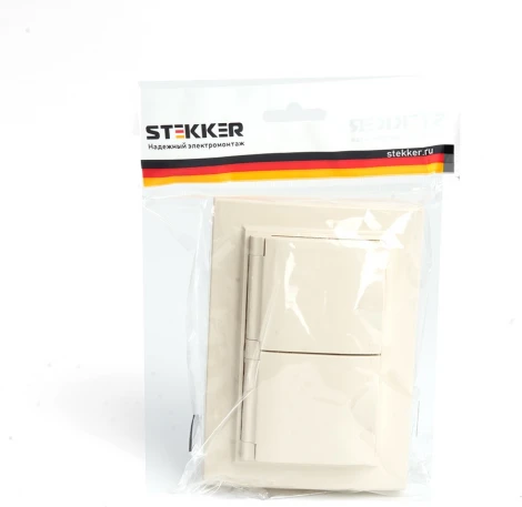 Розетка двойная с заземлением и защитной крышкой (слоновая кость) Stekker Эрна 49137