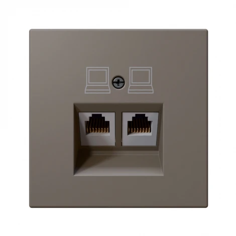 Розетка Ethernet RJ-45 двойная (тауп soft touch) Jasmart FD FD6106PTM