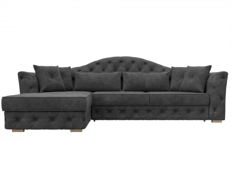 Диван угловой Артис левый угол (Брус,Рейка/Пластик/Велюр/Темно-серый) Лига Диванов 128025L