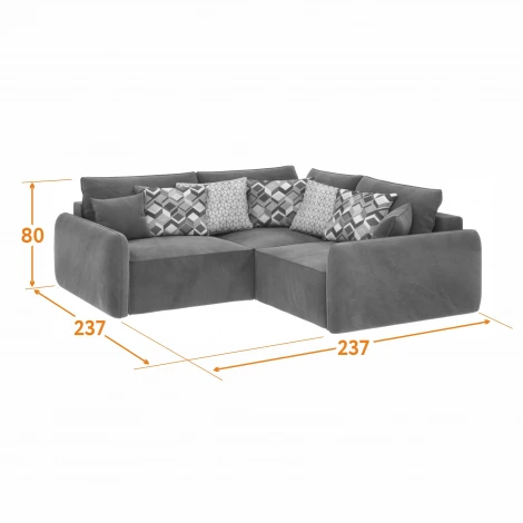 Диван угловой серый D1 Портленд AAA4156003 Premier 25