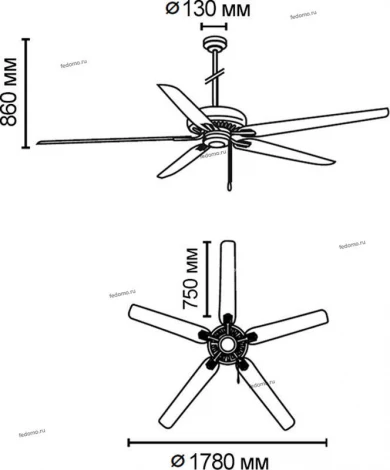 Вентилятор потолочный Faro Nisos, 5 лопастей, коричневый, вишня с орехом