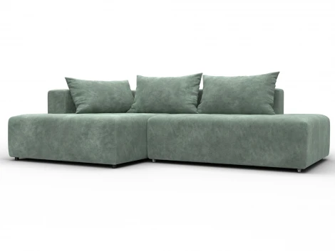 Диван угловой Лига-103 НПБ угол левый (ДСП,Брус,Фанера,Велюр/Зеленый) Лига Диванов 134825L