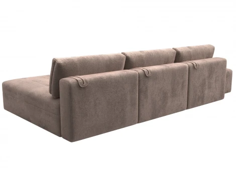 Диван угловой модульный с пуфом Лига-060 НПБ Лонг угол универсальный (ЛДСП,Брус,Фанера/Пластик/Велюр/Бежевый) Лига Диванов 129513