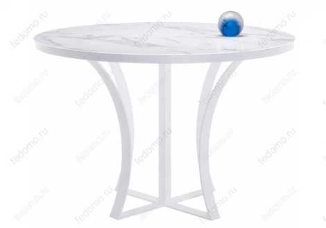 Стеклянный стол Woodville Нейтон белый мрамор / белый 462375