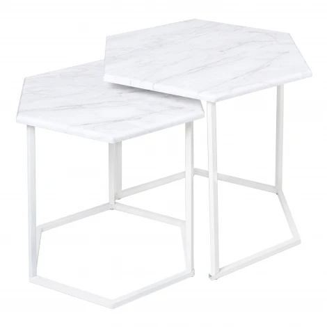 Стол журнальный МеталлАрт М003 белый мрамор/белый Mebelik 009504