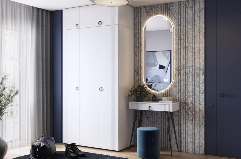 Ева Туалетный столик 2 (без зеркала) Mebelson (ЛДСП,МДФ/Светлое дерево,Белый) арт.TS-02.3101